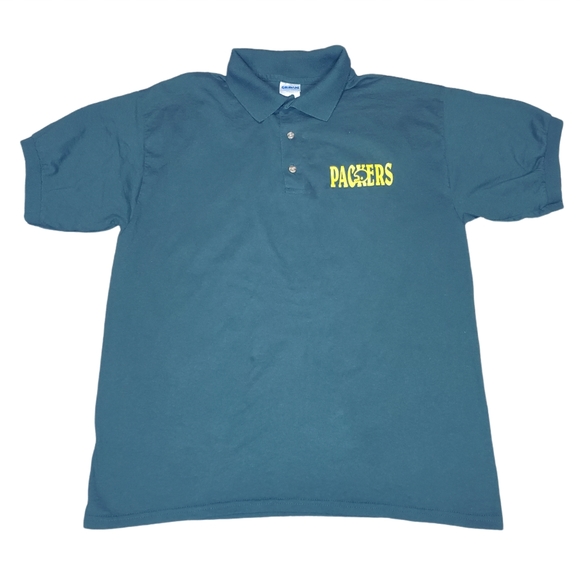 Green Bay Packers Polo Shirt Large Gildan Tee Football Apparel Retro NFL